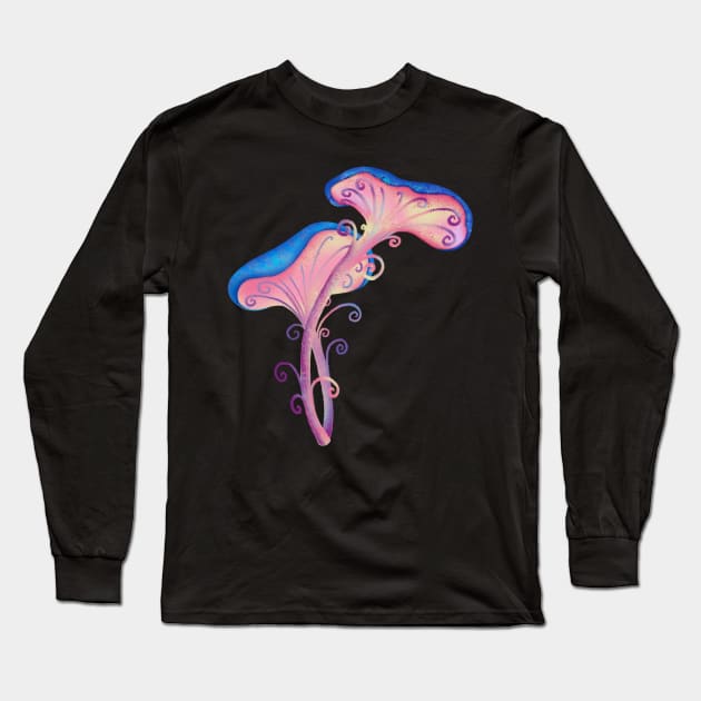 Whimsical Mushroom Sticker Long Sleeve T-Shirt by Lidiebug